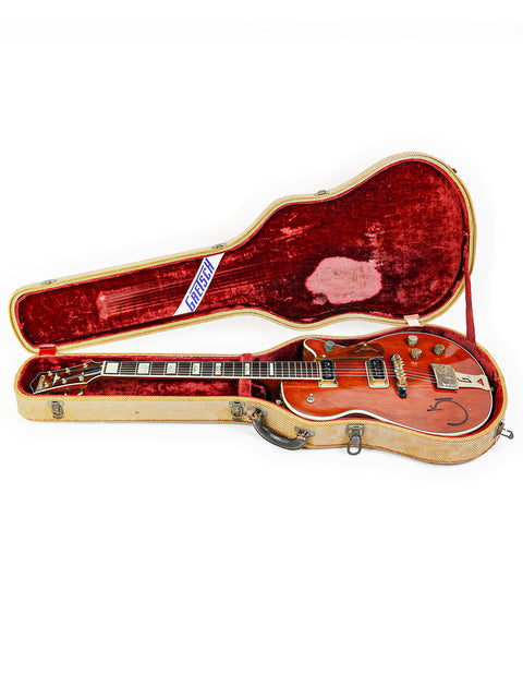 1955 Vintage Gretsch 6130 Roundup electric guitar, exemplifying the classic Gibson Les Paul aesthetic and vintage appeal.
