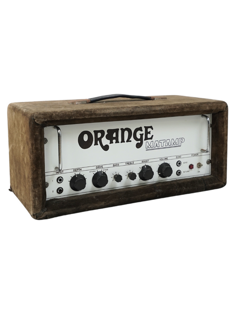 1970s Vintage Orange Matamp 100W head featuring the word "orange" in bold on its front.