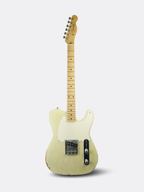 Fender Custom Shop '59 Esquire electric guitar with a blonde finish on a white background