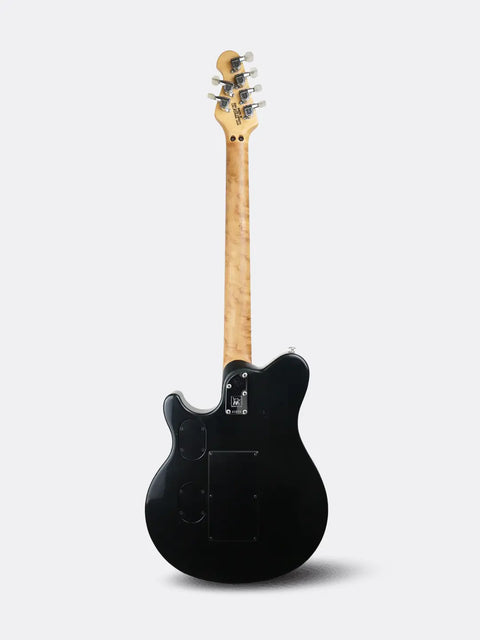 1992 Ernie Ball Music Man EVH Signature with a wooden neck on a white background