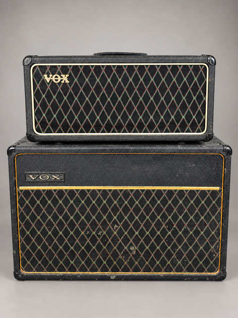 26060 Vintage Vox AC-50 and 2x10 Speaker Cab UK 1964 – straight front head and cabinet stack
