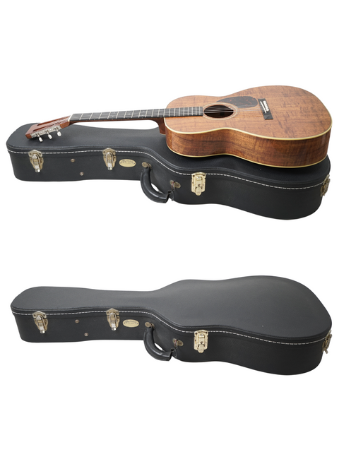A Martin 000-28K Authentic 1921 guitar and another guitar nestled together in a case, showcasing their craftsmanship.