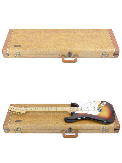 A collection of vintage Fender Stratocasters: '59, '62, and '63, each embodying the rich legacy of American guitar making.