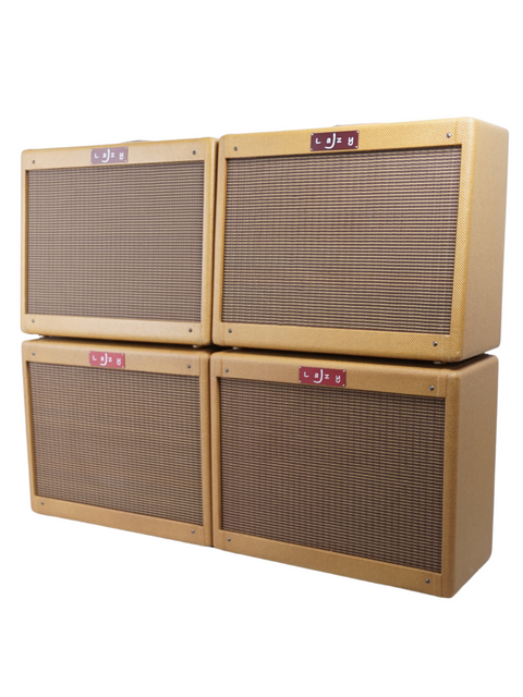 A trio of Fender amplifiers stacked, showcasing a Lazy J J-20 with Extension Cabinet and Reverb Module from the UK, 2021.