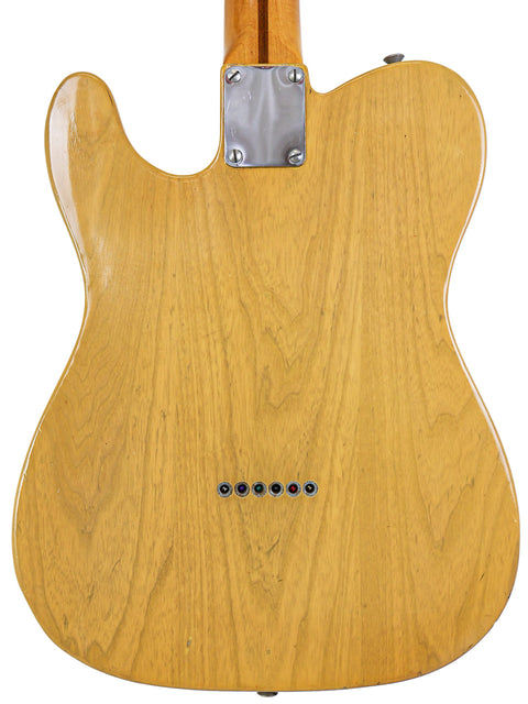 Back of a 1982 Fender AVRI ‘52 Telecaster, displaying its rich wooden body and vintage charm.