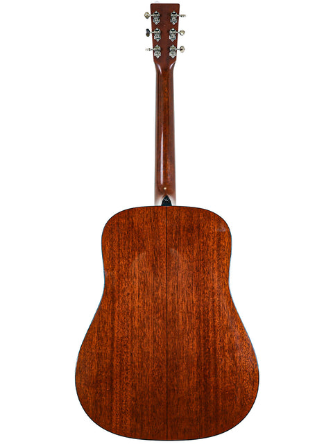 Back view of a Martin D-18 acoustic guitar, showcasing its elegant wooden back, crafted in the USA in 2012.