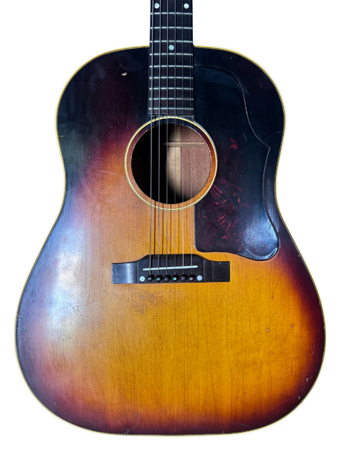 Beautiful 1951 Gibson D-18 sunburst acoustic guitar, a timeless piece reflecting the artistry of vintage American guitars.