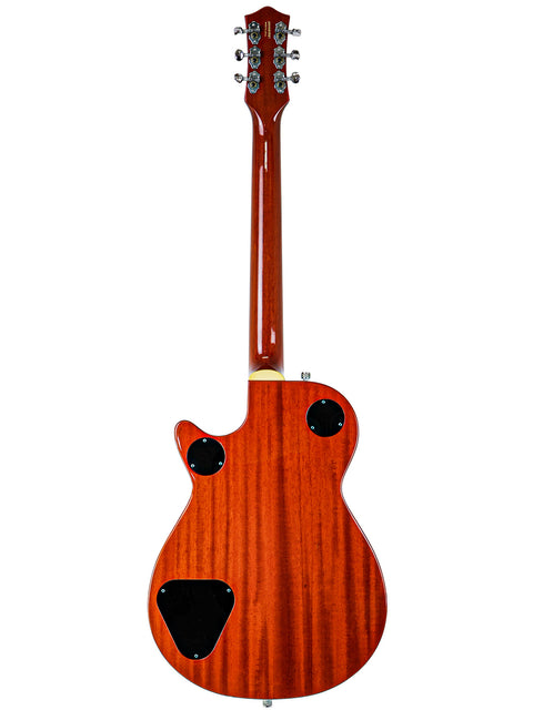 Beautiful red Gretsch Duo Jet 6128TSP guitar with a wooden body and neck, a must-have for any serious guitarist or collector.