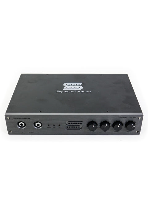 Black and white audio interface displayed on a clean white background, showcasing the Seymour Duncan PowerStage 700 Amplifier.