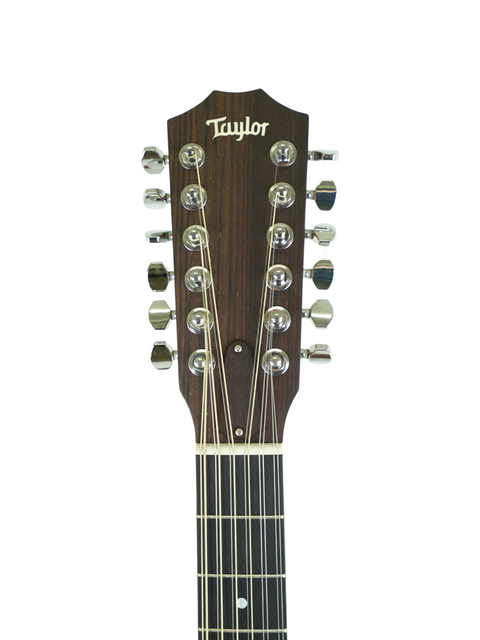 Close-up of a Taylor D-18E acoustic guitar, highlighting its beautiful wood finish and classic shape, ideal for any musician.