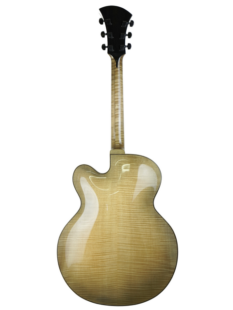 Elegant Hancock Phantom Custom Archtop guitar displayed against a white backdrop, ideal for serious guitar enthusiasts.