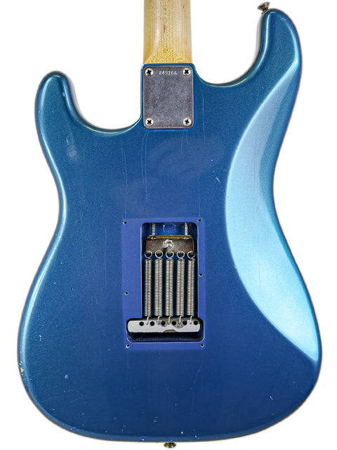 Fender Custom Shop '62 Stratocaster Relic, blue electric guitar with wooden body, made in the USA, 2009 edition.