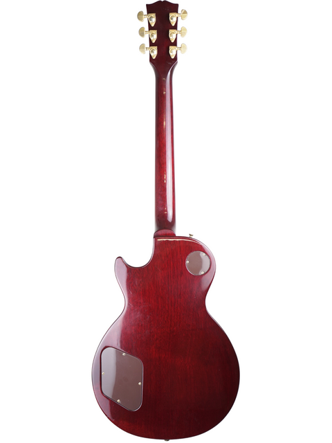 Stunning red Gibson Les Paul guitar featuring a wooden body and neck, part of the 1995 Jimmy Page Signature series.