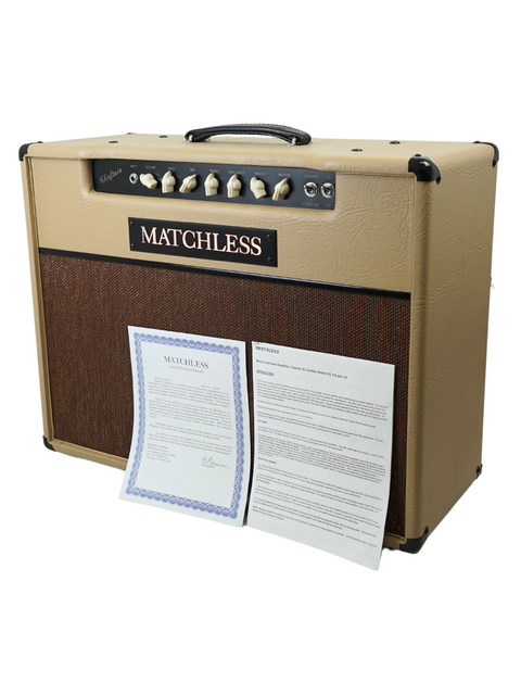 The Matchless Chieftain 2 x 12" Combo amplifier, a 2005 USA model, featuring a sleek design and robust audio performance.