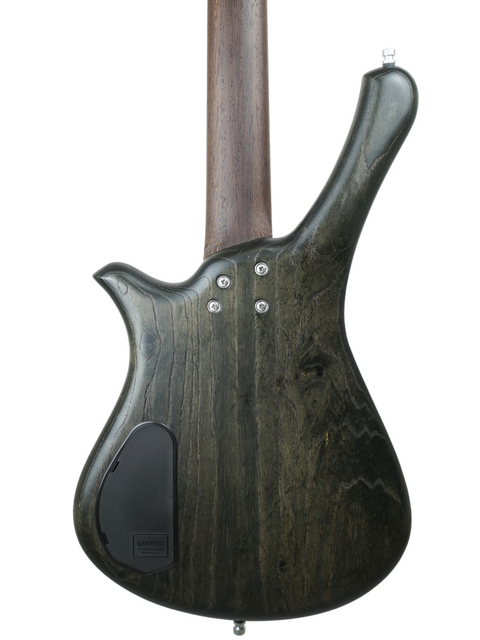 The back of a Warwick Fortress Limited Edition electric guitar, featuring a stunning wooden body and sleek craftsmanship.