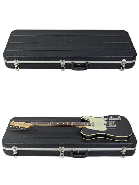 Two black guitar cases containing black Fender Telecaster guitars, highlighting the '59 Custom Telecaster 'NRG Special Release'.