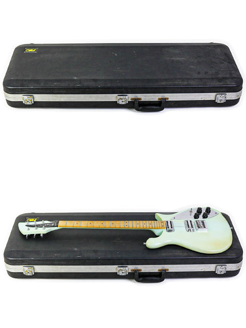 Two guitars in a case on a white background, featuring a Rickenbacker 650C Colorado from the USA, 2005 model.