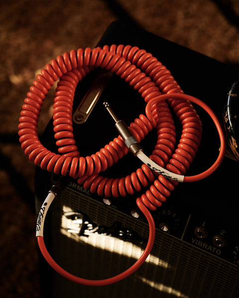Voltage Cable Co. Vintage Straight to Right Angle Coil Cable 30ft - Orange