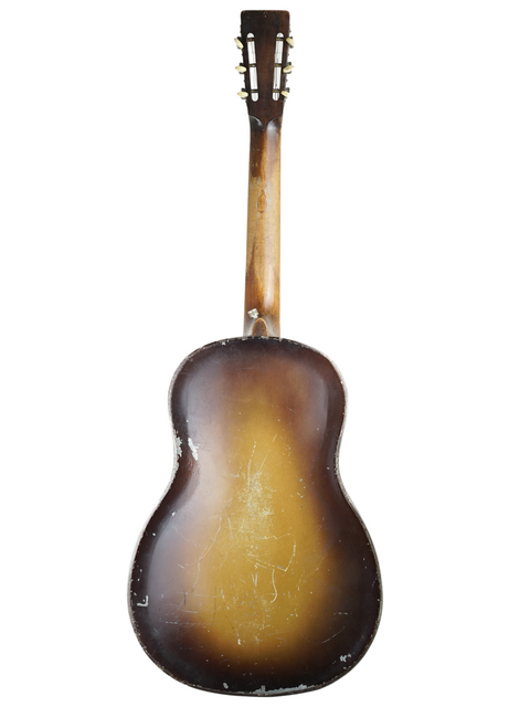 Vintage 1930 National Triolian guitar with a rich brown and tan finish, embodying timeless style and musical history.