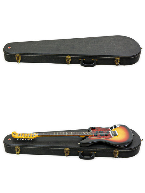 Vintage 1966 Fender Electric XII guitars in a case, showcased on a simple white background.
