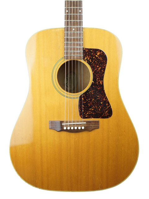 Vintage Guild D030A07 Dreadnought guitar from 1987, showcased on a clean white background, perfect for collectors and musicians.