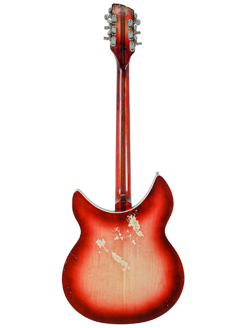 Vintage red Rickenbacker 1993 Rose Morris 12-string guitar on a bright white background.