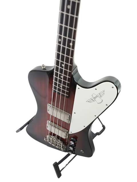 black-bodied guitar with a contrasting white pickguard, emphasizing its modern aesthetic and suitability for various music styles.