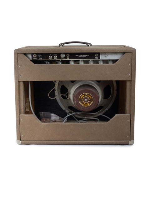 1961 Vintage Fender Brownface Pro Amp, showcasing a classic brown design with a speaker located at the back.