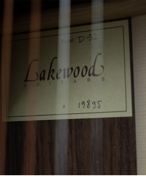 2015 Lakewood D-32 Dreadnought guitar, made in Germany, featuring a beautiful finish and classic dreadnought shape.