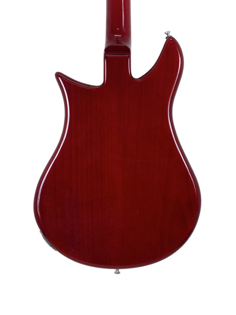 A vibrant red Duesenberg Double Cat guitar set on a white backdrop, highlighting its elegant craftsmanship from Germany, 2007.