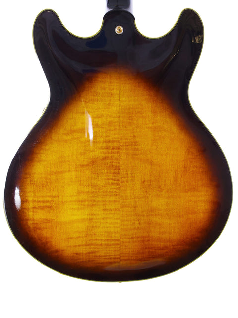 A vintage 1981 Ibanez Artist AS200 guitar featuring a beautiful sunburst finish, representing Japanese craftsmanship.