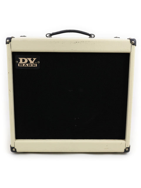 A white DV Mark Jazz 12 Combo guitar amplifier featuring the letters "DV" prominently displayed on its front.