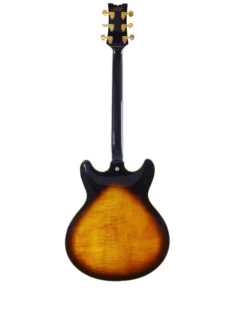 An Ibanez Artist AS200 guitar with a striking sunburst finish, made in Japan in 1981, highlighting its classic appeal.