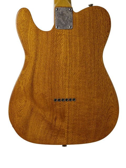 Back of a Silky Oak Txxx Style Partscaster guitar, highlighting its wooden body, newly crafted in Australia, 2021.