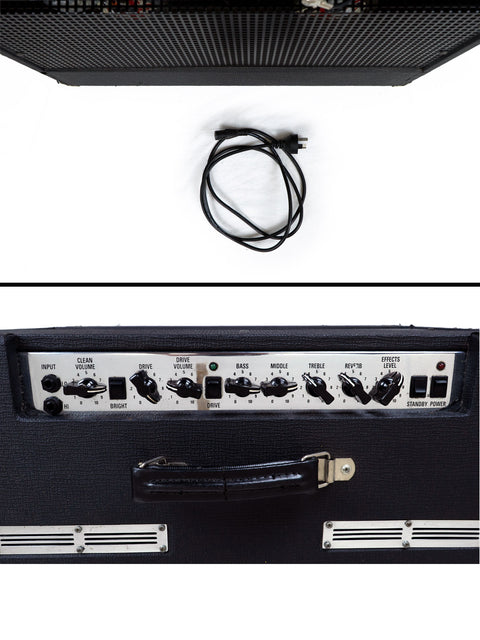 Black Laney VC 30-212 Class A amplifier featuring an attached cord, highlighting its compact and stylish appearance.