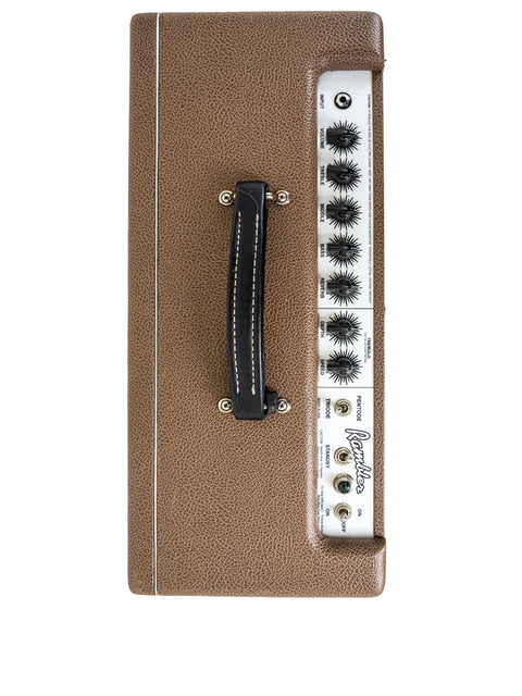 Brown Carr Rambler Combo Amp (2008) showcasing four knobs, perfect for adjusting sound settings in a classic design.