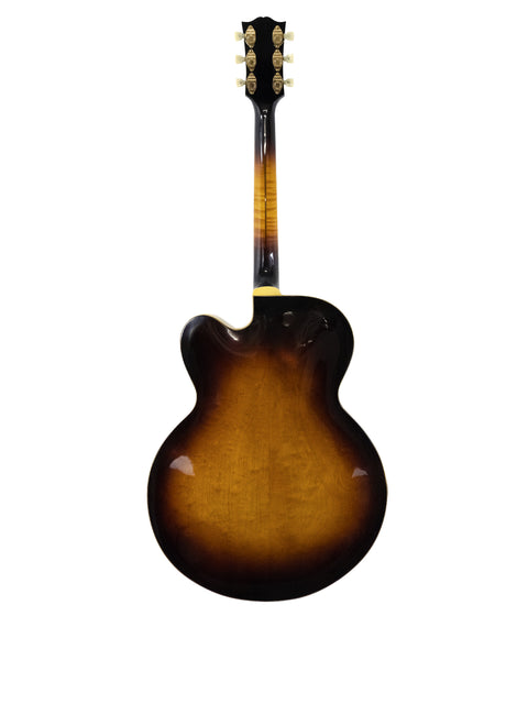 Classic 1955 Gibson L-5 CES guitar in sunburst finish, equipped with Alnico pickups, representing vintage elegance.