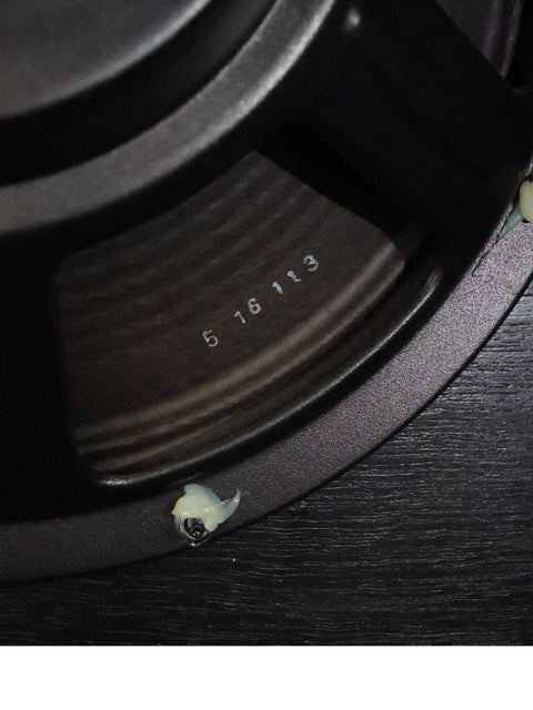 Detailed view of a DV Mark Jazz 12 Combo speaker featuring a hole, indicating damage on this 2014 model.
