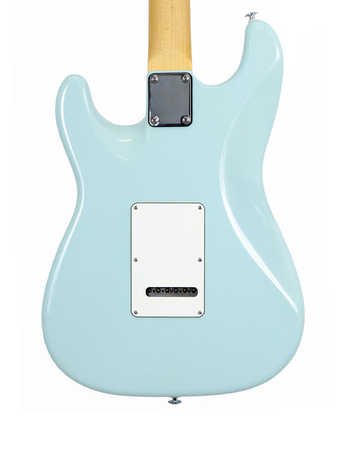 Fender American Standard Stratocaster guitar displayed, highlighting its classic features and craftsmanship.