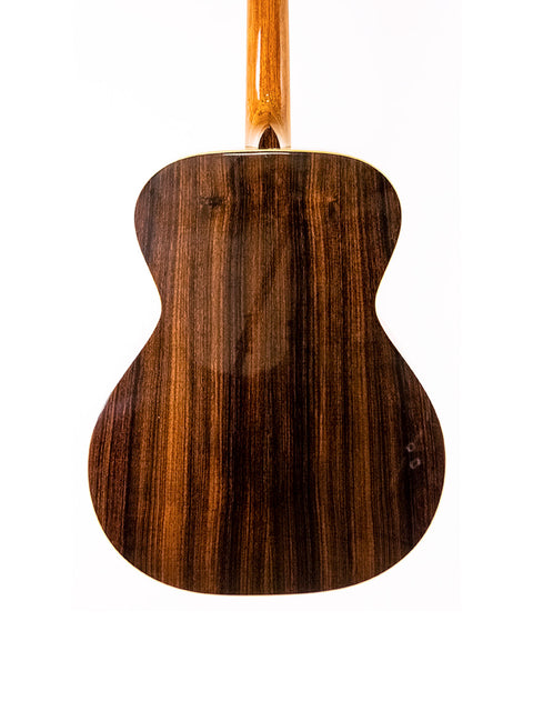 Gerard Gilet 000 14 Fret Acoustic guitar featuring a polished wooden back and neck, crafted in Australia in 2005.