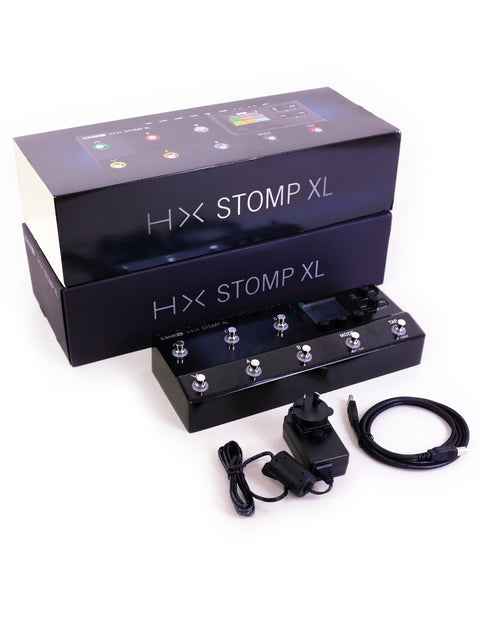 Line 6 HX Stomp XL: a portable stompbox guitar processor featuring remote control for easy sound manipulation.