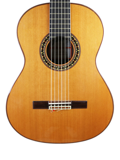 Ramirez 4NE classical guitar displayed against a white background, made in Spain, 2012.