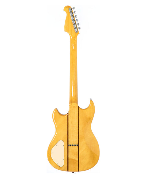 The Aria Pro II TS 400 guitar features a beautifully crafted wooden body and neck, a classic from Japan, 1980.