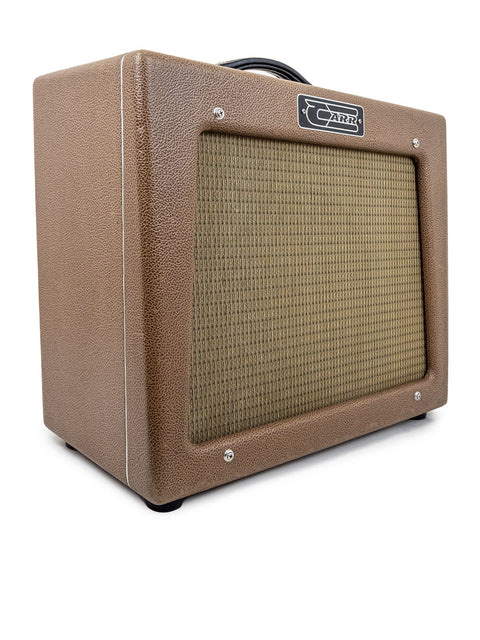 The Carr Rambler Combo Amp in brown, a 2008 USA model, perfect for delivering rich sound and vintage style.