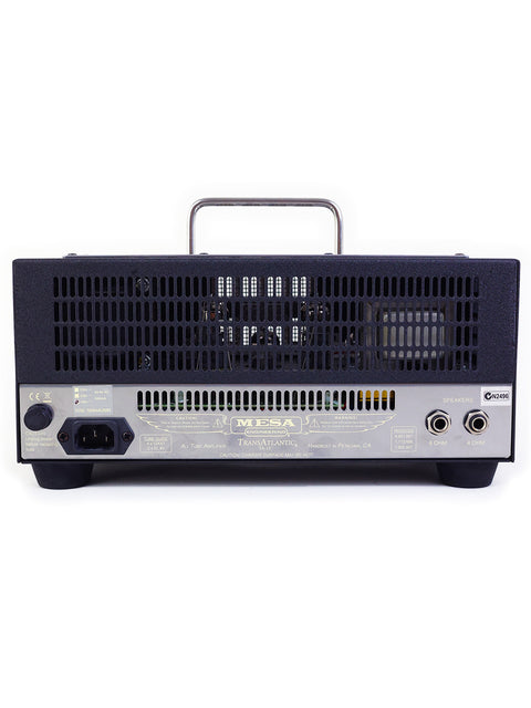 The Mesa Boogie TA-15 TransAtlantic amplifier in black, set against a white background, highlighting its modern aesthetic.