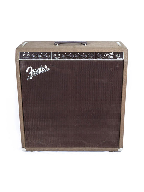 Vintage Fender 6G12A Concert Amp from 1961, featuring a classic design with brown and black trim.