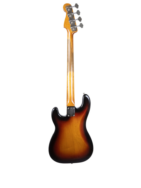 Vintage Fender Precision Bass, USA 1958/59, featuring a striking sunburst finish that highlights its timeless appeal.