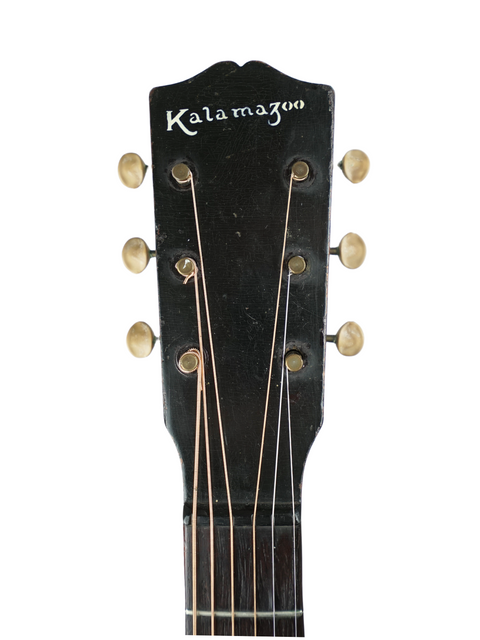 1940 Kelley guitar in black, a vintage Kalamazoo KG-32 from 1938, exemplifying classic American guitar design.