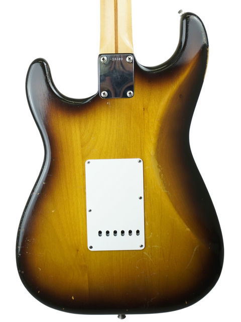 1957 Fender Stratocaster in sunburst, featuring original case, a vintage treasure once owned by Hank Marvin.