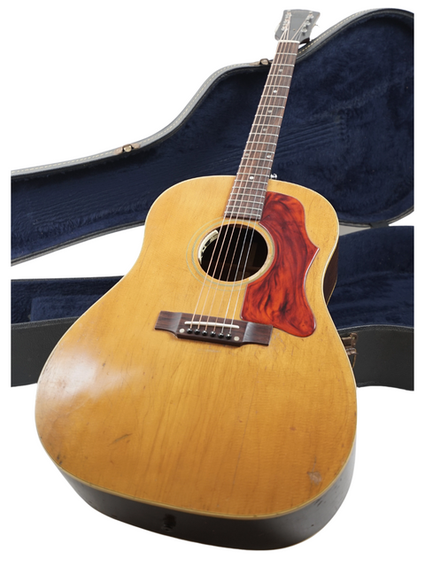1968 Gibson J-50 guitar with its case, showcased beautifully on a bright white background.